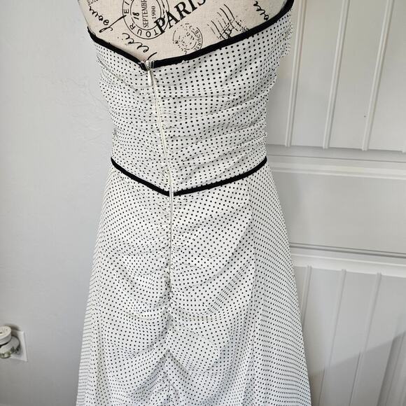 Vintage Y2K Pinup Dress Womens Size 7 White Polka Dots Maxi Aline 50s Retro Full - Picture 7 of 11